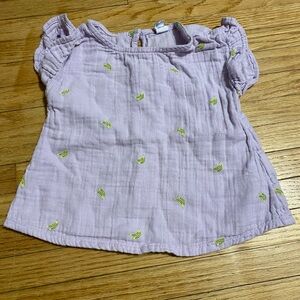 Old Navy Girl 2T Purple Short Sleeve Blouse Banana Print